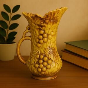 Golden Grapes & Woodland Whispers — Vintage Grapevine McCoy Pitcher Vase 9 1/2"